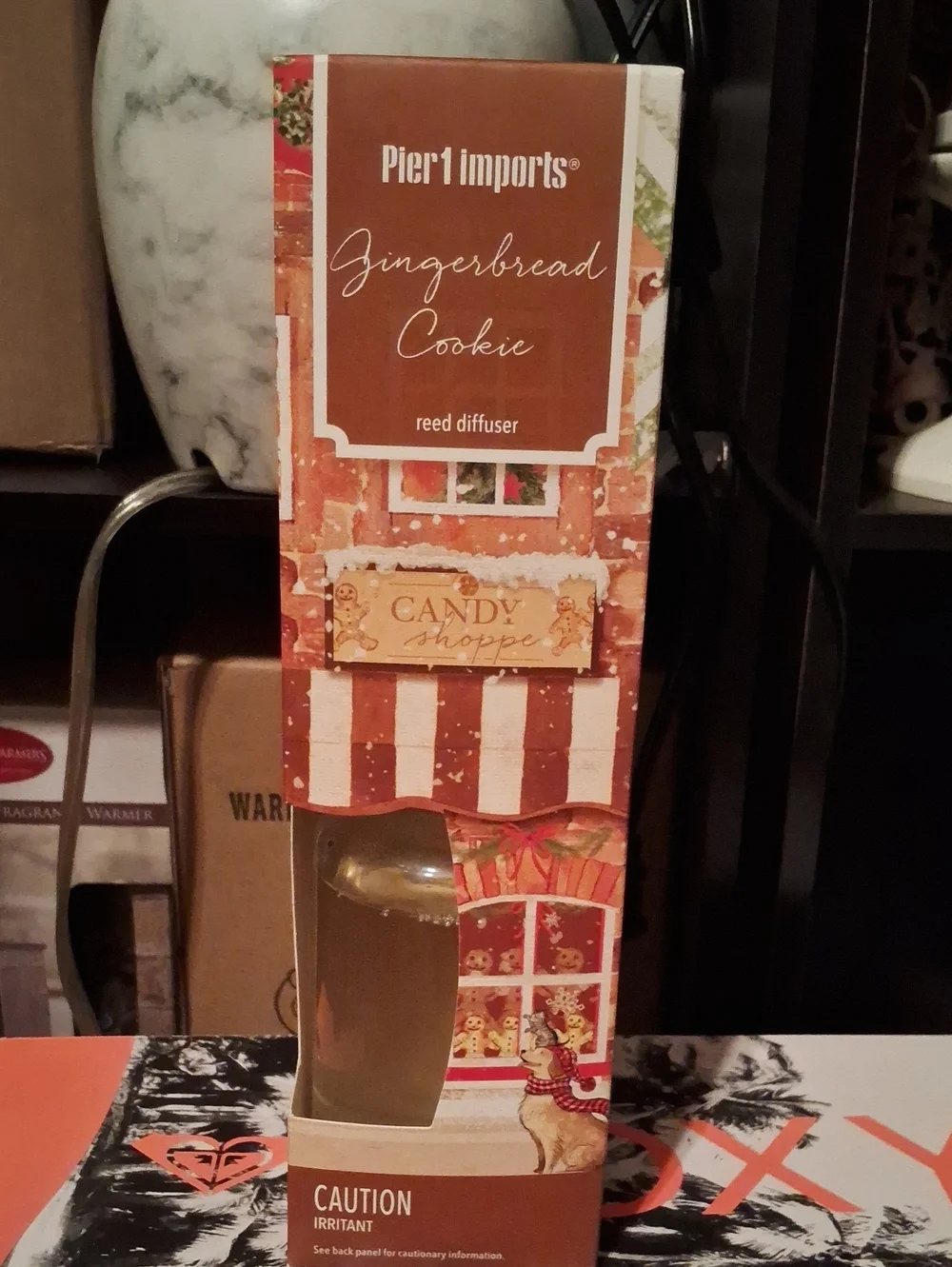 Pier 1 Brown and Cream Decorative Reed Diffuser Box